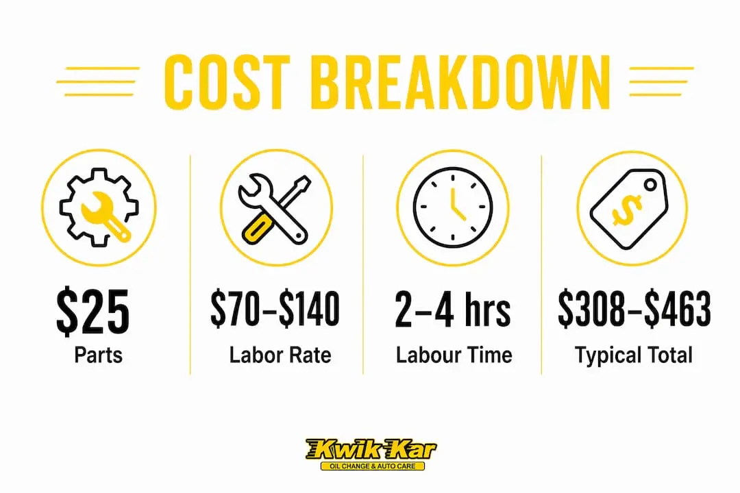 Infographic showing ball joint replacement cost breakdown