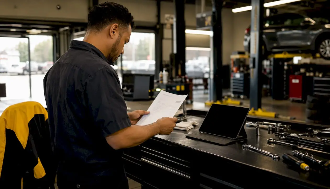 Hand holding transmission service cost invoice