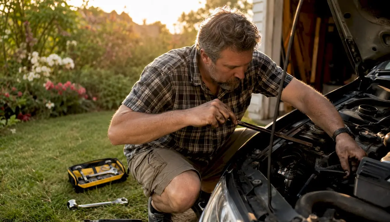 DIYer testing transmission mount with pry bar