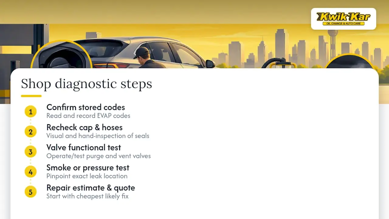 EVAP leak diagnosis workflow steps