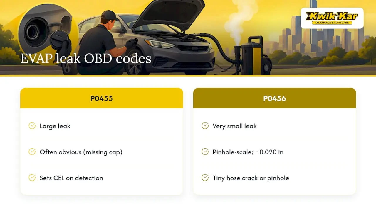 What the codes mean and how OBD detects EVAP leaks — overview diagram