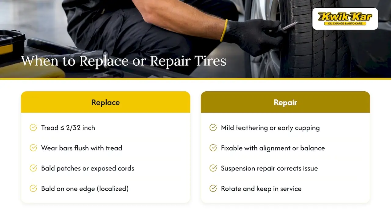 When to Replace Tires Versus Repair the Underlying Problem — overview diagram