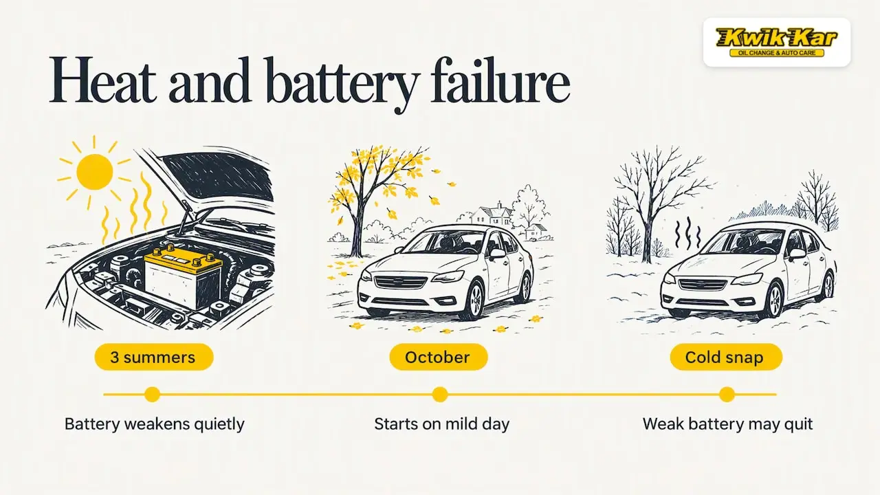 Why do car batteries die sooner in Irving? — overview diagram