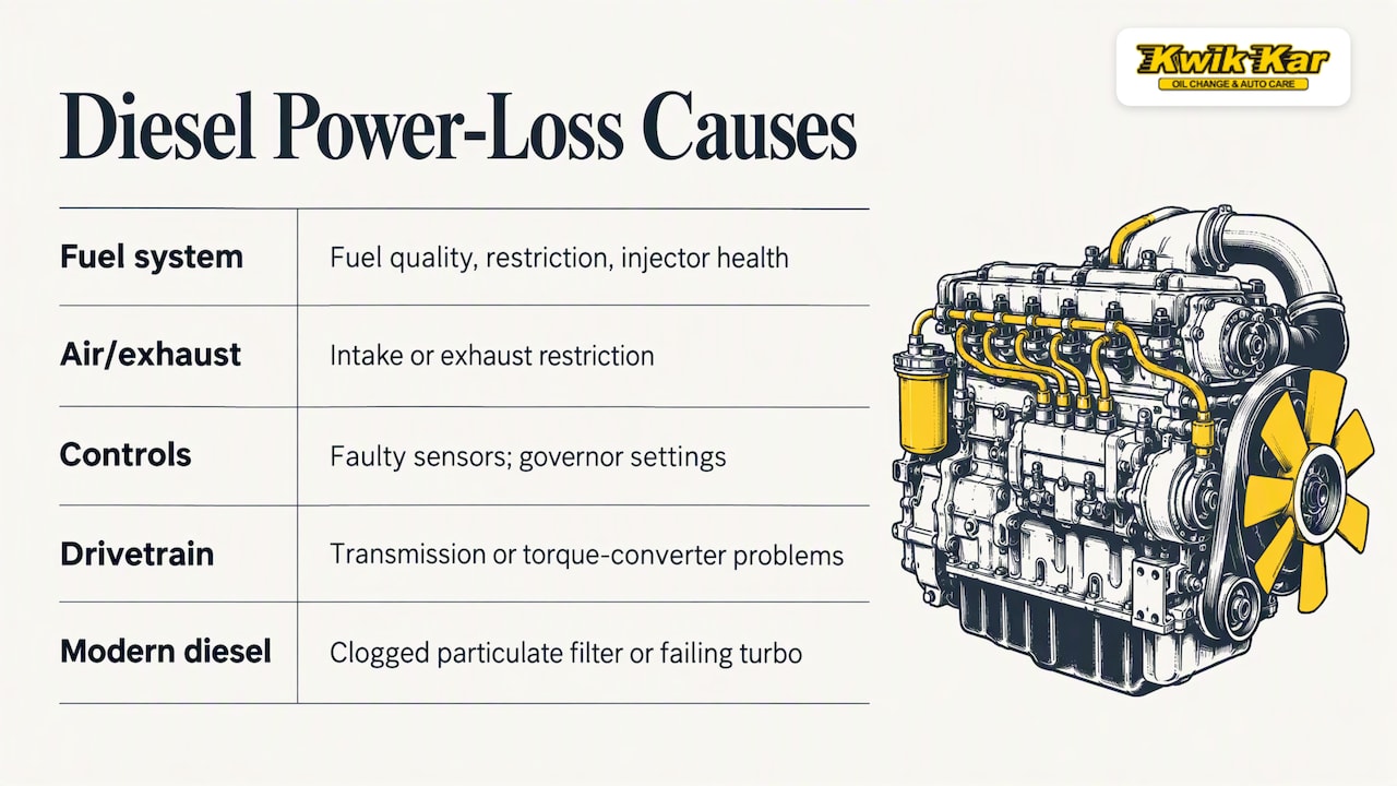 Can a diesel engine lose power for different reasons? — overview diagram